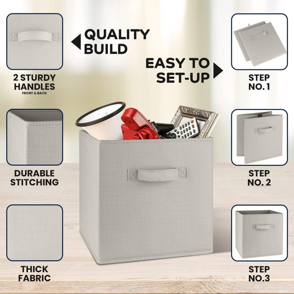 SORTI 27x28x27 CM Black 8 - Pack Foldable Storage Cubes - Fabric Bookcase Organizers for Toys and More - RnR Galore