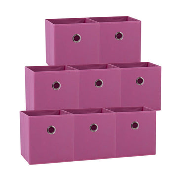 SORTI 27x28x27 CM Dark Pink 8 - Pack Foldable Storage Cubes - Fabric Bookcase Organizers for Toys and More - RnR Galore