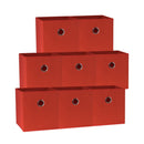 SORTI 27x28x27 CM Red 8 - Pack Foldable Storage Cubes - Fabric Bookcase Organizers for Toys and More - RnR Galore