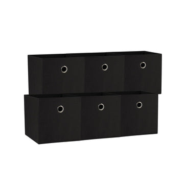 SORTI 33x33x27 CM Black 6 - Pack Foldable Storage Cubes - Fabric Bookcase Organizers for Toys and More - RnR Galore