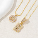 Sparkling Cubic Zirconia Initial Letter Necklace Set - Gold Plated Two - Piece Design(B) - RnR Galore