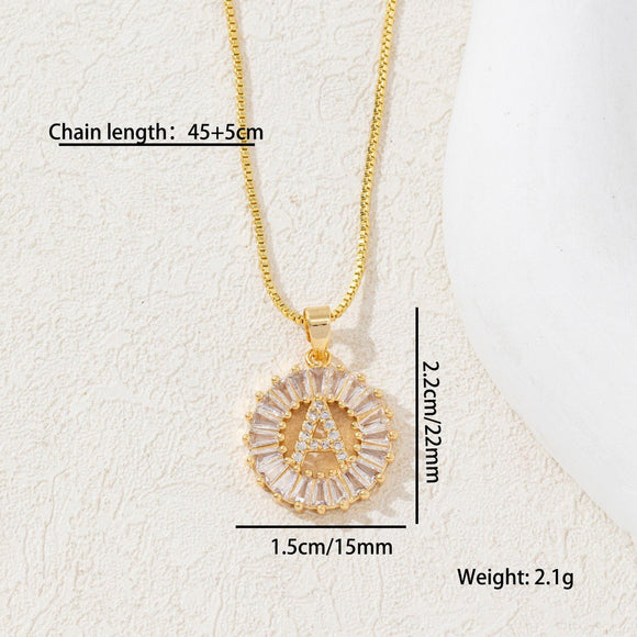 Sparkling Cubic Zirconia Initial Letter Necklace Set - Gold Plated Two - Piece Design(C) - RnR Galore