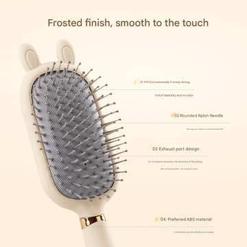 Square comb Soft Touch Air Cushion Hair Brush with Built - in Cleaning Claw Detangling Massage Comb for Wet and Dry Hair Gentle Scalp Care - RnR Galore