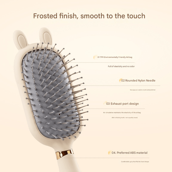 Square comb Soft Touch Air Cushion Hair Brush with Built - in Cleaning Claw Detangling Massage Comb for Wet and Dry Hair Gentle Scalp Care - RnR Galore