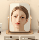 Square Rotating Mirror Tabletop Makeup Mirror - Large Wooden Swivel Vanity Mirror for Desk - RnR Galore