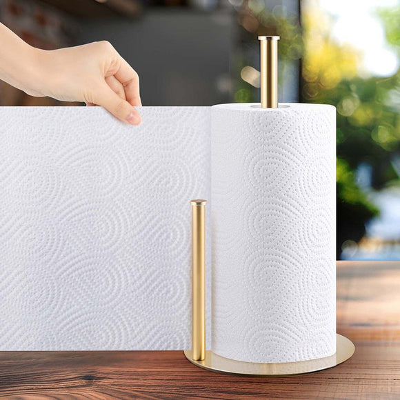 Stainless Steel Double Pole Paper Towel Holder - Gold - RnR Galore