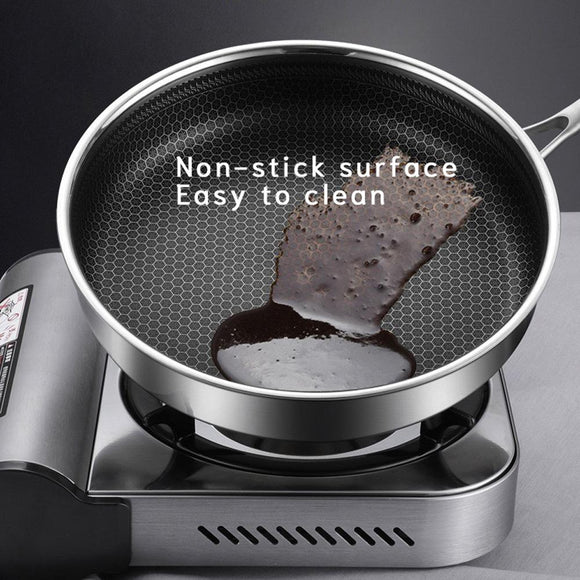 Stainless Steel Frying Pan Non - Stick Cooking Frypan Cookware 30cm Honeycomb Single Sided without lid - RnR Galore