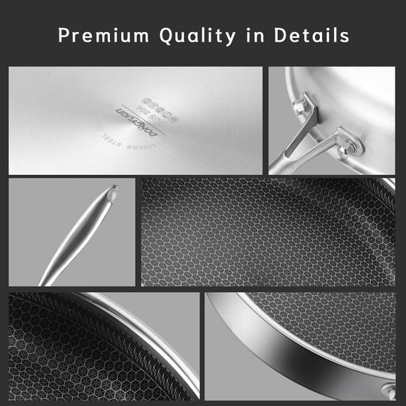 Stainless Steel Frying Pan Non - Stick Cooking Frypan Cookware 30cm Honeycomb Single Sided without lid - RnR Galore