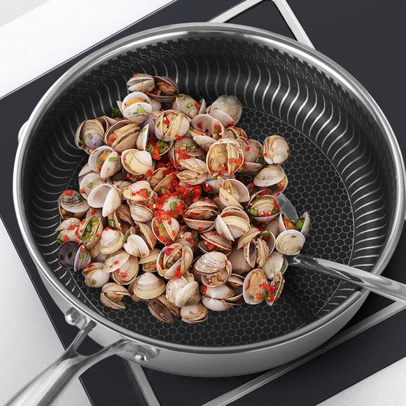 Stainless Steel Frying Pan Non - Stick Cooking Frypan Cookware 32cm Honeycomb Double Sided - RnR Galore