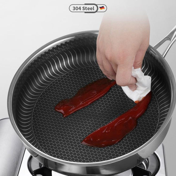 Stainless Steel Frying Pan Non - Stick Cooking Frypan Cookware 32cm Honeycomb Double Sided - RnR Galore