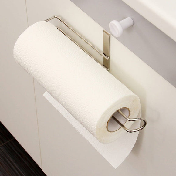 Stainless Steel No - punch Roll Paper Rack for Kitchen Cabinet Cling Film Storage Rack - Silver - RnR Galore