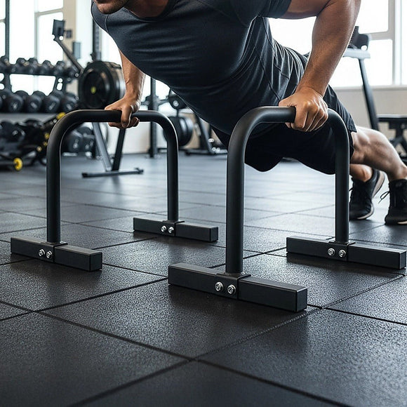 Steel Parallette Bars for Push Ups, Dips & Calisthenics Home Strength Training - RnR Galore