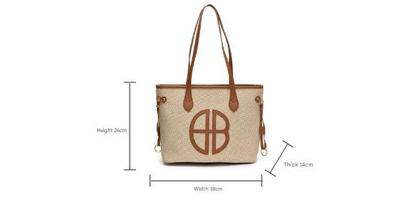 Stylish Large Capacity Tote Bag with PU Leather Trim & Logo Detail(Blue with black) - RnR Galore