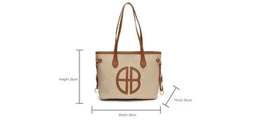 Stylish Large Capacity Tote Bag with PU Leather Trim & Logo Detail(Blue with Silver) - RnR Galore