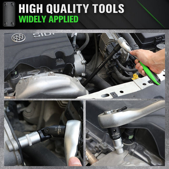 SWANLAKE 18Pcs Drive Tool Accessory Set Extension Bars Impact Universal Joint - RnR Galore