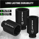 SWANLAKE 9 - Piece 1/2" Drive Jumbo Impact Socket Set, Metric 29mm - 38mm Large Socksts Spindle Axle Nut Impact Socket, CR - V Black - RnR Galore
