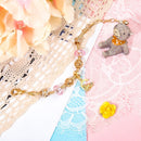 Sweet Style Crystal Rhinestone Gold Star Moon Pendant Cute Pink Bead Bracelet(16cm) - RnR Galore