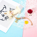 Sweet Style Crystal Rhinestone Gold Star Moon Pendant Cute Pink Bead Bracelet(16cm) - RnR Galore