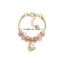 Sweet Style Crystal Rhinestone Gold Star Moon Pendant Cute Pink Bead Bracelet(16cm) - RnR Galore