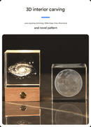 The Moon Luminous 3D Crystal Cube Night Light - Laser Engraved Artwork with Solid Wood Base - RnR Galore