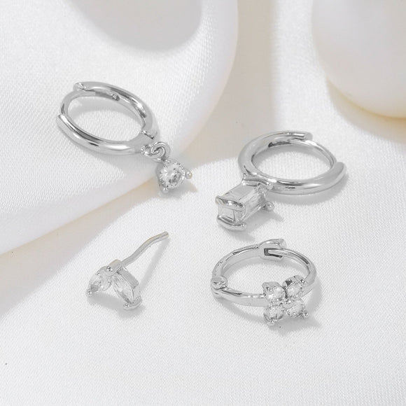 Three - piece set Gold Delicate CZ Earring Stacking Set - Huggie Hoops & Studs for Multiple Piercings - RnR Galore