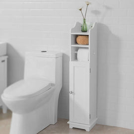 Toilet Paper Holder with Storage, Freestanding Cabinet, Toilet Brush Holder and Toilet Paper Dispenser 20x100x18 cm - RnR Galore