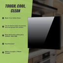 Toughened 60cm x 70cm Black Glass Kitchen Splashback - RnR Galore