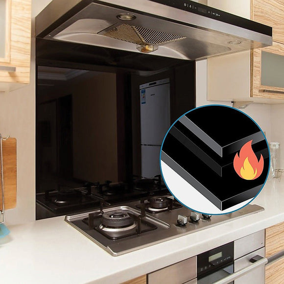 Toughened 60cm x 75cm Black Glass Kitchen Splashback - RnR Galore