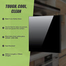Toughened 90cm x 75cm Black Glass Kitchen Splashback - RnR Galore