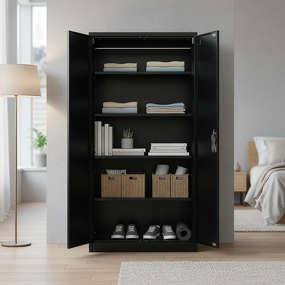 Two - Door Metal Cabinet Shelf Storage for Home Office Gym - RnR Galore