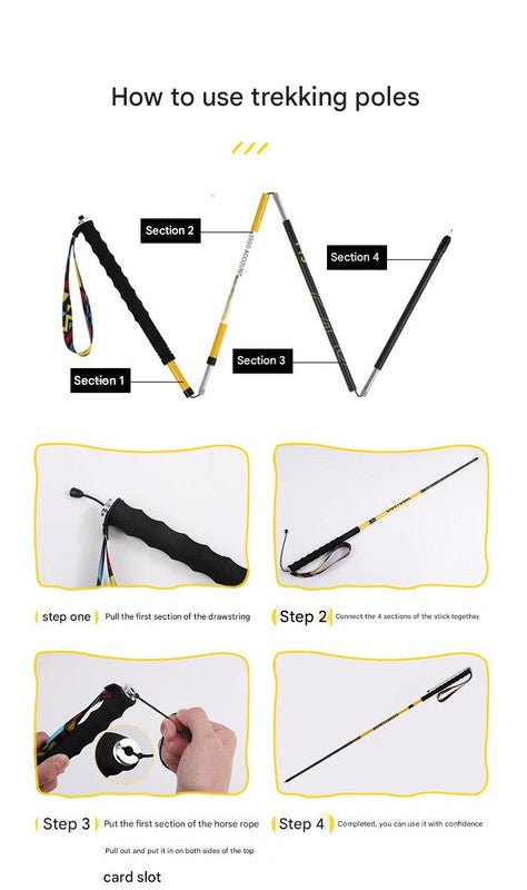 Ultralight Carbon Fiber Foldable Trail Running & Hiking Pole(blue Recommended height range 175 - 185cm) - RnR Galore