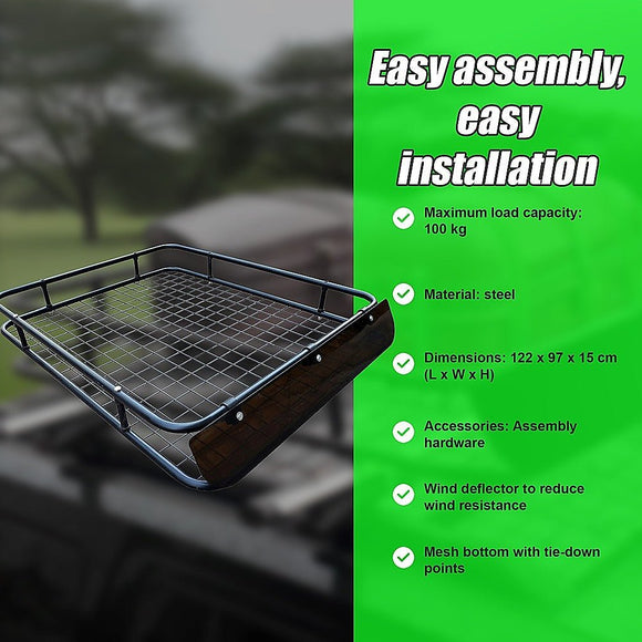 Universal Roof Rack Basket - Car Luggage Carrier Steel Cage Vehicle Cargo - RnR Galore