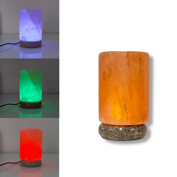 USB Colour Changing Salt Himalayan Lamp - Cylinder Shape Pink Rock LED Light - RnR Galore