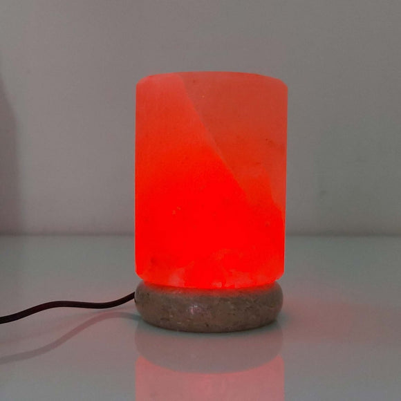 USB Colour Changing Salt Himalayan Lamp - Cylinder Shape Pink Rock LED Light - RnR Galore