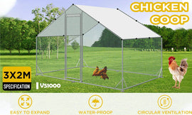 VaKa 3x2x1.95m Metal Walk - in Chicken Coop Rabbit Hutch Cage Hen House Chook Au - RnR Galore