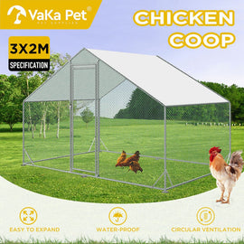 VaKa 3x2x1.95m Metal Walk - in Chicken Coop Rabbit Hutch Cage Hen House Chook Au - RnR Galore