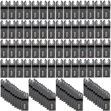 VEVOR 100PCS Oscillating Saw Blades, Quick Release Multitool Blades Kit, HCS Tool Blades for Wood Plastic, Compatible with Dewalt Dremel Fein Worx Bosch Makita Milwaukee - RnR Galore