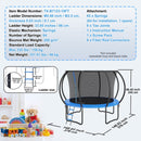 VEVOR 10FT Trampoline, 330 lbs Trampoline with Enclosure Net, Ladder, and Curved Pole, Heavy Duty Trampoline with Jumping Mat and Spring Cover Padding, Outdoor Recreational Trampolines for Kids Adults - RnR Galore