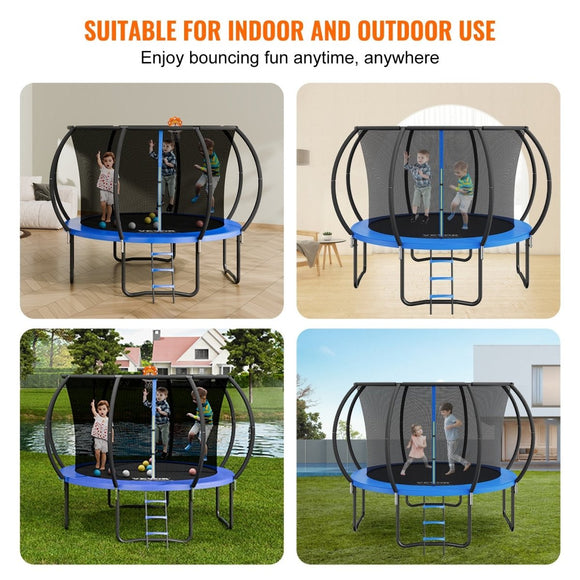 VEVOR 10FT Trampoline, 330 lbs Trampoline with Enclosure Net, Ladder, and Curved Pole, Heavy Duty Trampoline with Jumping Mat and Spring Cover Padding, Outdoor Recreational Trampolines for Kids Adults - RnR Galore