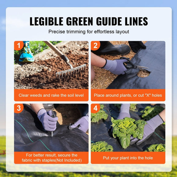 VEVOR 13FTx60FT Premium Heavy Duty Weed Barrier Landscape Fabric, 5OZ Woven Geotextile Fabric Under Gravel, High Permeability for Weed Blocker Weed Mat, Driveway Fabric, Weed Control Garden Cloth - RnR Galore