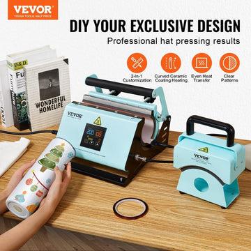 VEVOR 2 in 1 Tumbler and Hat Heat Press Machine Heat Machine for Caps Hats Mugs - RnR Galore