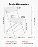 VEVOR 4 Pack Folding Chairs, Foldable Plastic Chairs with Heavy Duty Metal Frame, Portable Folding Card Table Chairs, Stackable Indoor Outdoor Seats for Home, Yard, Garden, Parties, Events, White - RnR Galore