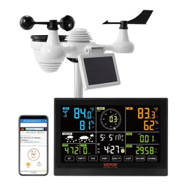 VEVOR 7-in-1 Wi-Fi Weather Station with Color Display, Solar Outdoor Sensor & Alarm Alerts - RnR Galore