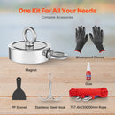 VEVOR 771 Kg Strong Fishing Magnet Kit Double Sided Pull Force Rope Carabiner - RnR Galore