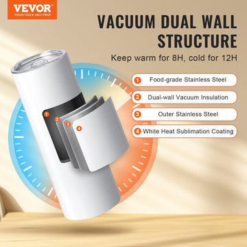 VEVOR 8 Pack Straight Sublimation Tumblers, 30 oz Blank Tumbler Bulk, Stainless Steel Double Wall Tumbler Cups with Straw, Lid, Brush, Base, Shrink Wrap, Gift Box, for Heat Press and Heat Transfer - RnR Galore