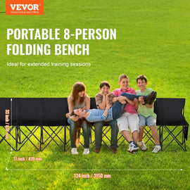 VEVOR 8 Seat Portable Folding Sport Bench Outdoor Camping Chair with Carry Bag - RnR Galore