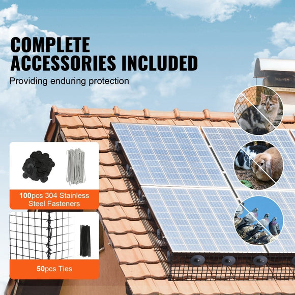 VEVOR 8in x 100ft Solar Panel Bird Guard Critter Guard Roll Kit 100pcs Fasteners - RnR Galore