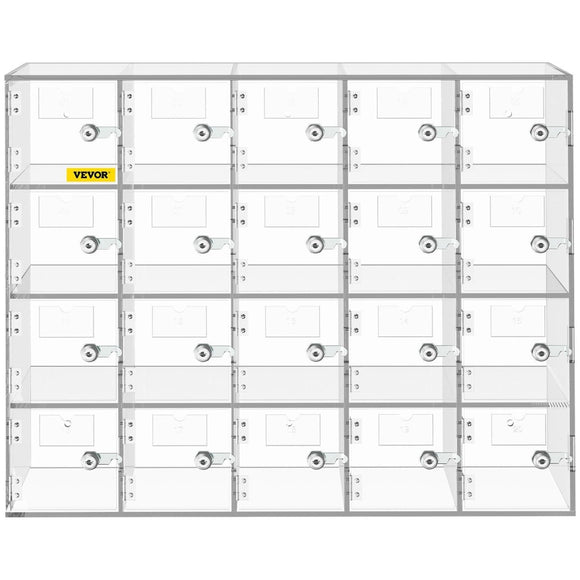 VEVOR Acrylic Cell Phone Locker Box Storage Cabinet Pocket w/Keys 20 Slots Clear - RnR Galore