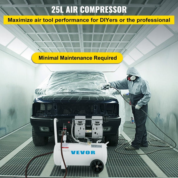 VEVOR Air Compressor 6.6 Gallon, Portable Air Compressor 1 HP, Oil Free Air Compressor Steel Tank 750W, Pancake Air Compressor 115 PSI, Ultra Quiet Compressor for Home Repair, Tire Inflation - RnR Galore