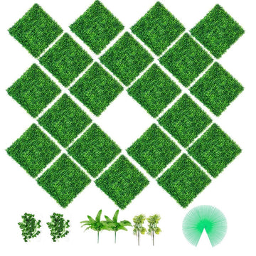 20 PCS Artificial Boxwood Hedge Panels, Privacy Screen for Indoor/Outdoor Decoration - RnR Galore